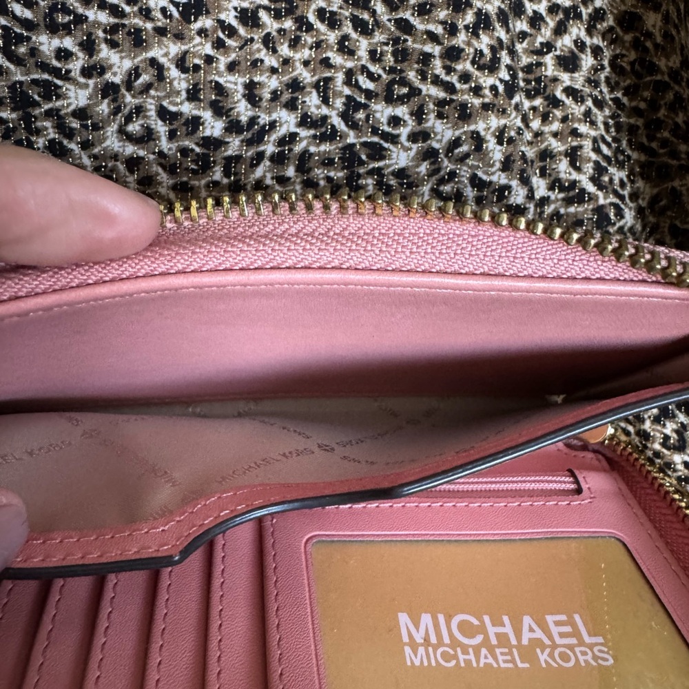 Michael Kors Pink Zip-Around Leather Wallet - Picture 9 of 12